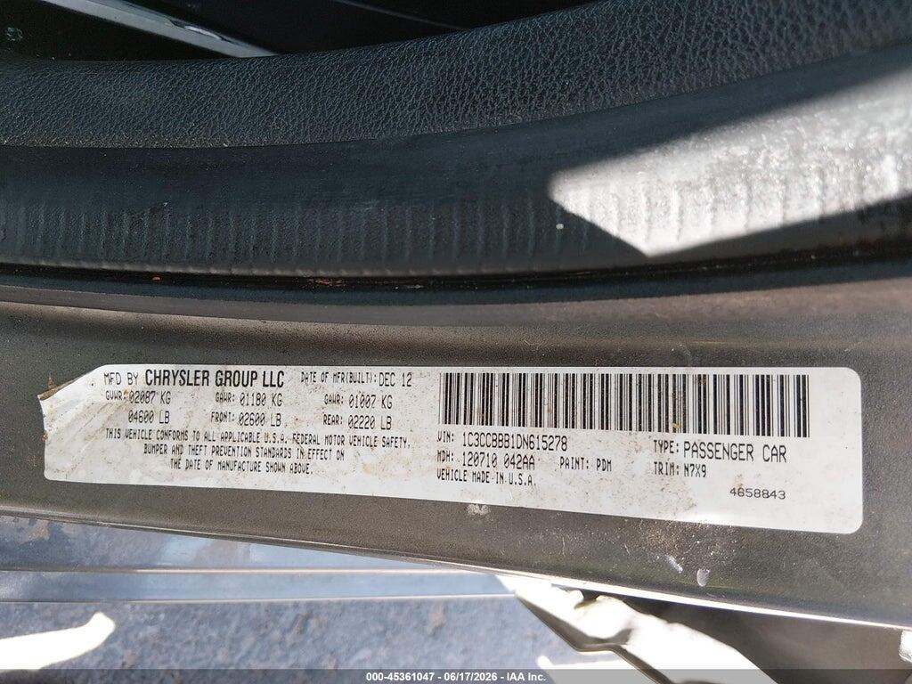 1C3CCBBB1DN615278 2013 CHRYSLER 200 photo no. 9