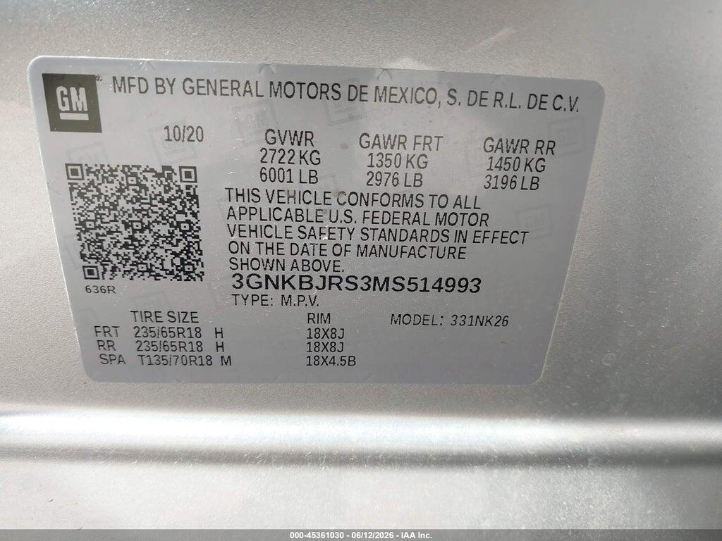 3GNKBJRS3MS514993 2021 CHEVROLET BLAZER photo no. 9