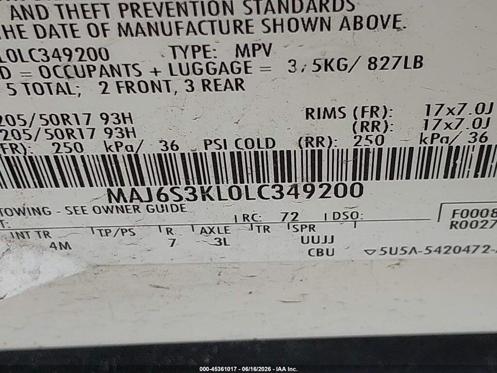 MAJ6S3KL0LC349200 2020 FORD ECOSPORT photo no. 9