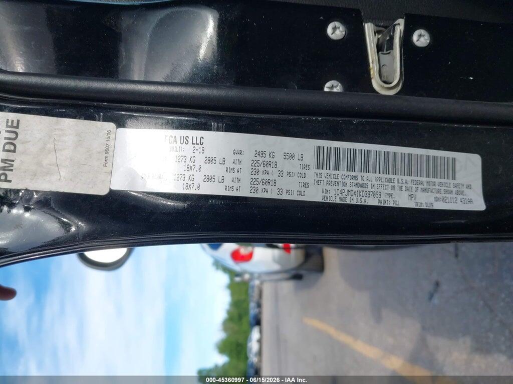 1C4PJMDX1KD397059 2019 JEEP CHEROKEE photo no. 9