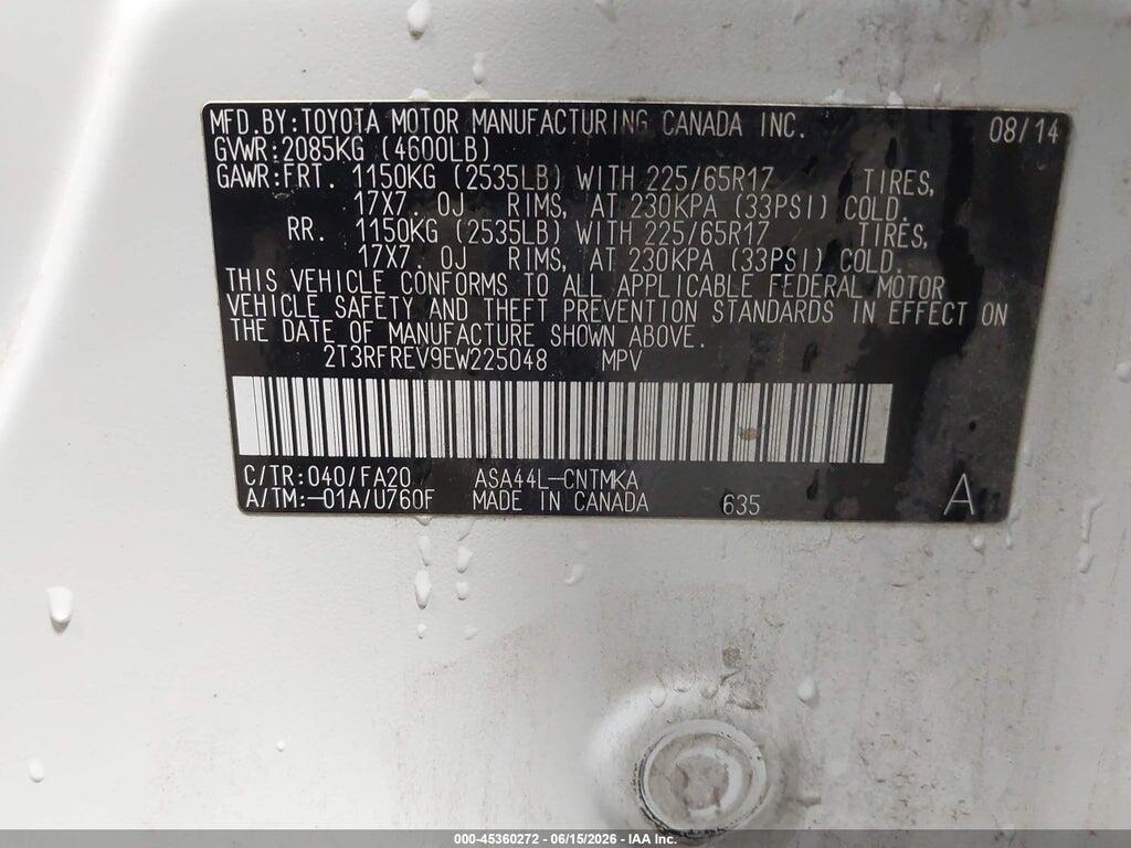 2T3RFREV9EW225048 2014 TOYOTA RAV4 photo no. 9