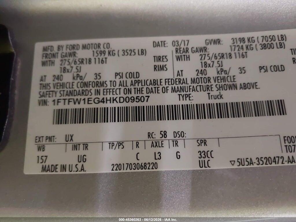 1FTFW1EG4HKD09507 2017 FORD F-150 photo no. 9