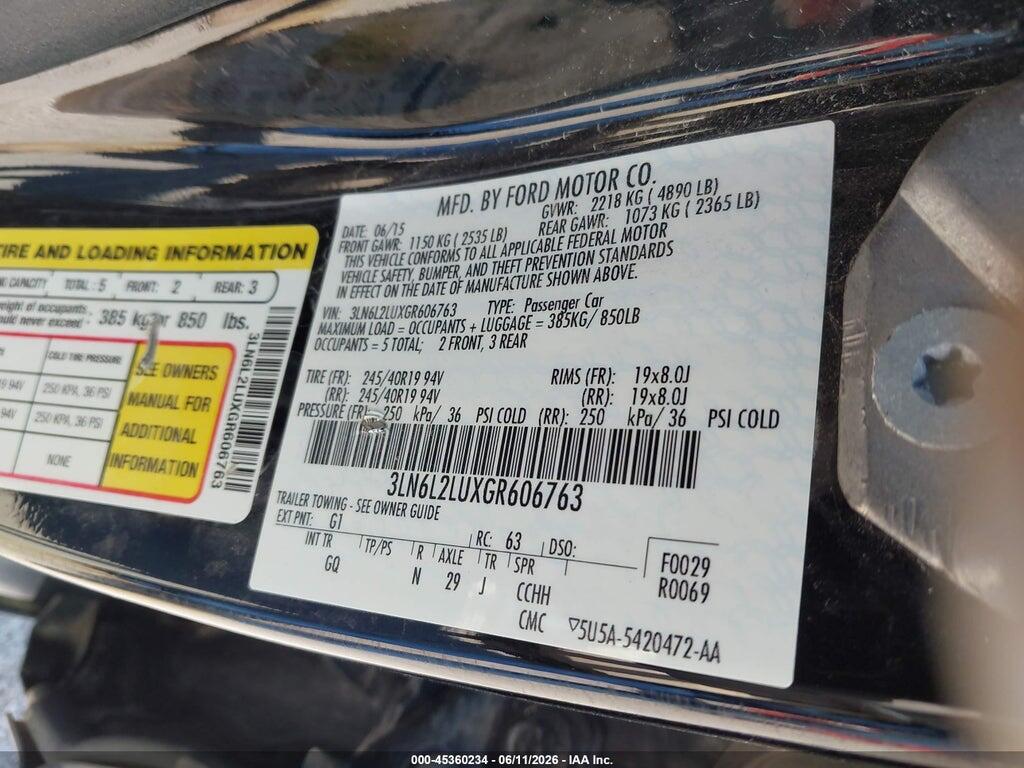 3LN6L2LUXGR606763 2016 LINCOLN MKZ HYBRID photo no. 9