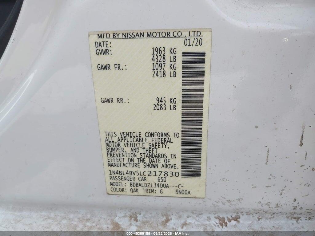 1N4BL4BV5LC217830 2020 NISSAN ALTIMA photo no. 9