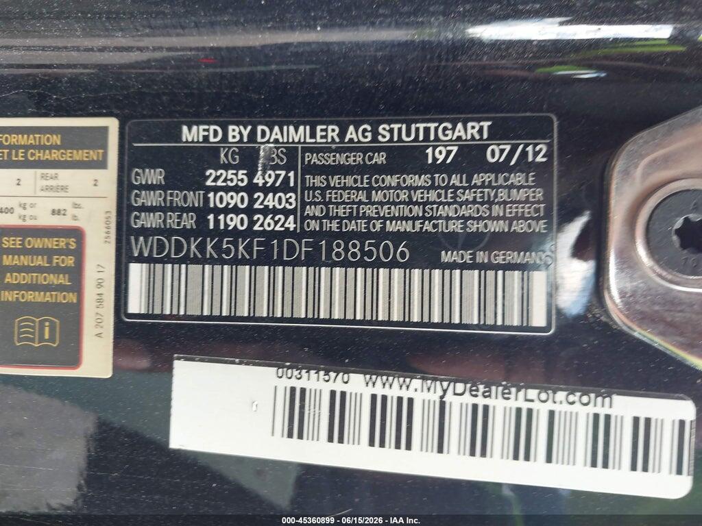 WDDKK5KF1DF188506 2013 MERCEDES-BENZ E 350 photo no. 9