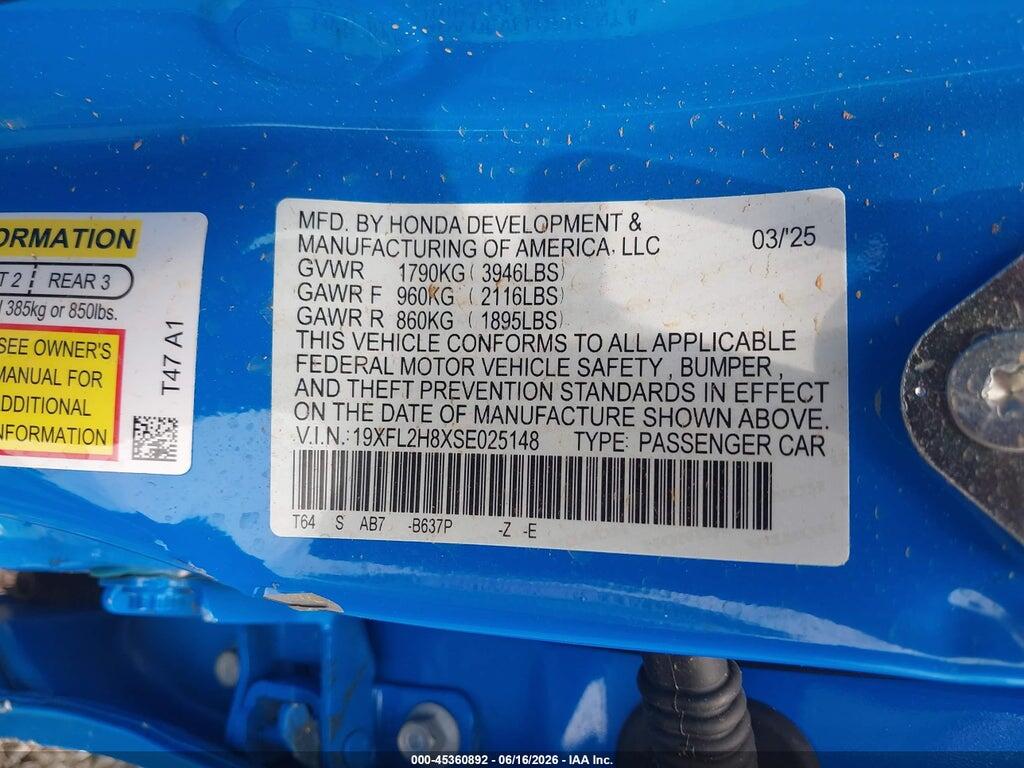 19XFL2H8XSE025148 2025 HONDA CIVIC SEDAN photo no. 9