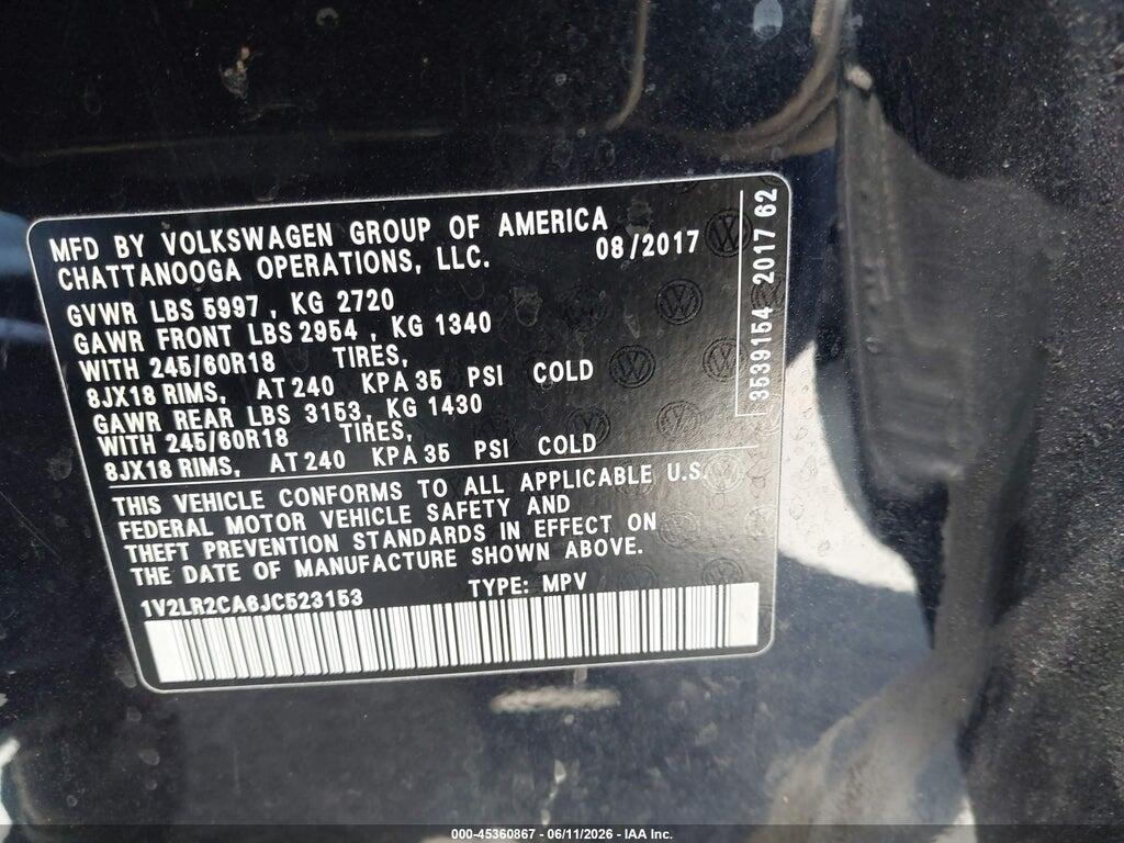 1V2LR2CA6JC523153 2018 VOLKSWAGEN ATLAS photo no. 9