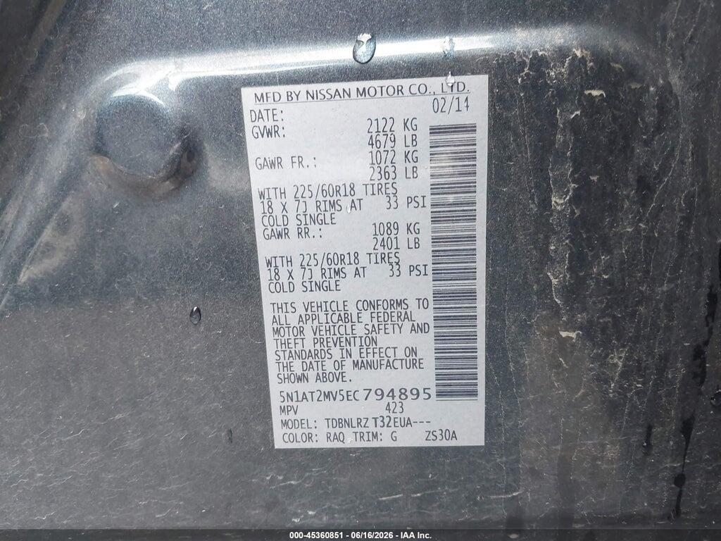 5N1AT2MV5EC794895 2014 NISSAN ROGUE photo no. 9