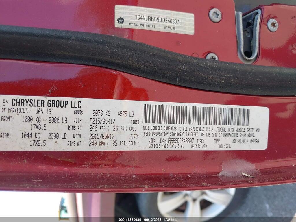 1C4NJRBB9DD246307 2013 JEEP PATRIOT photo no. 9