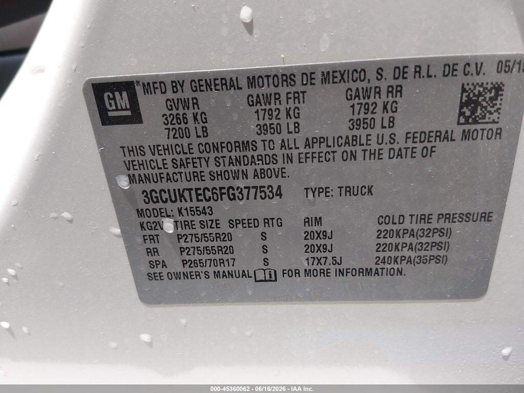 3GCUKTEC6FG377534 2015 CHEVROLET SILVERADO 1500 photo no. 9