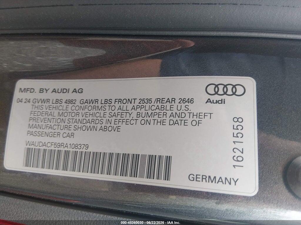 WAUDACF59RA108379 2024 AUDI A5 SPORTBACK photo no. 9