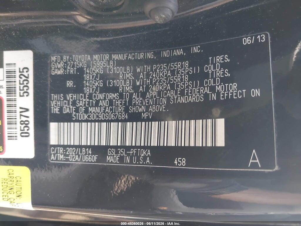 5TDDK3DC9DS067684 2013 TOYOTA SIENNA photo no. 9