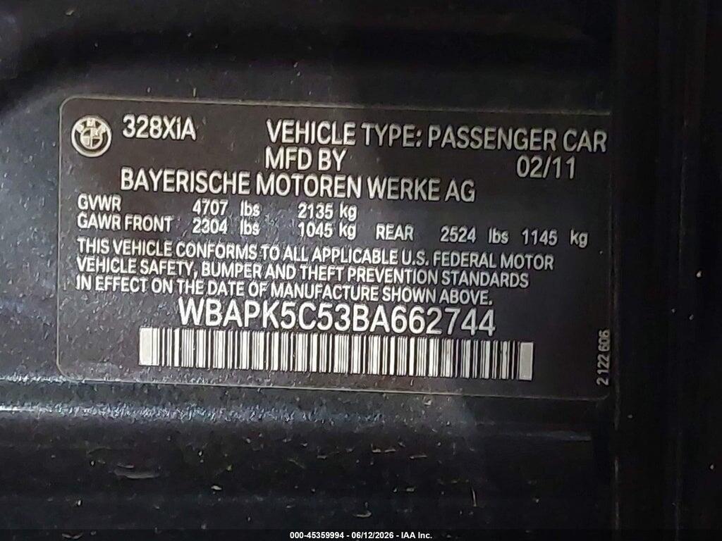 WBAPK5C53BA662744 2011 BMW 328I photo no. 9