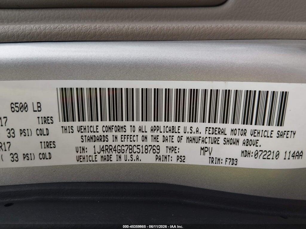 1J4RR4GG7BC518769 2011 JEEP GRAND CHEROKEE photo no. 9