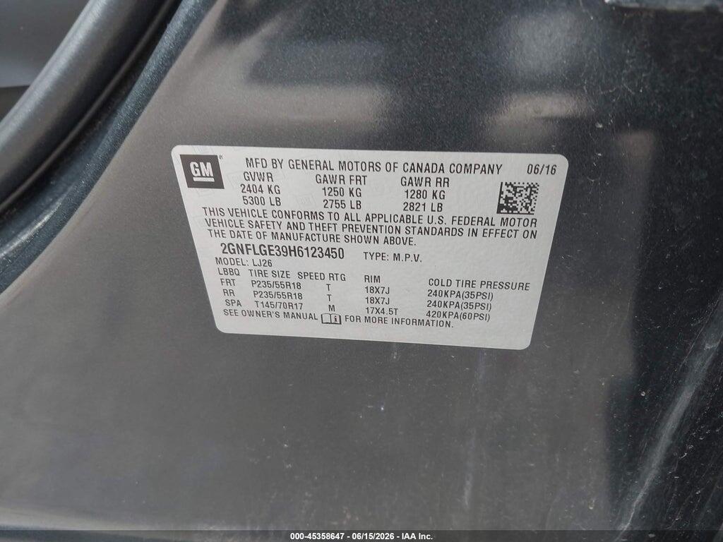 2GNFLGE39H6123450 2017 CHEVROLET EQUINOX photo no. 9