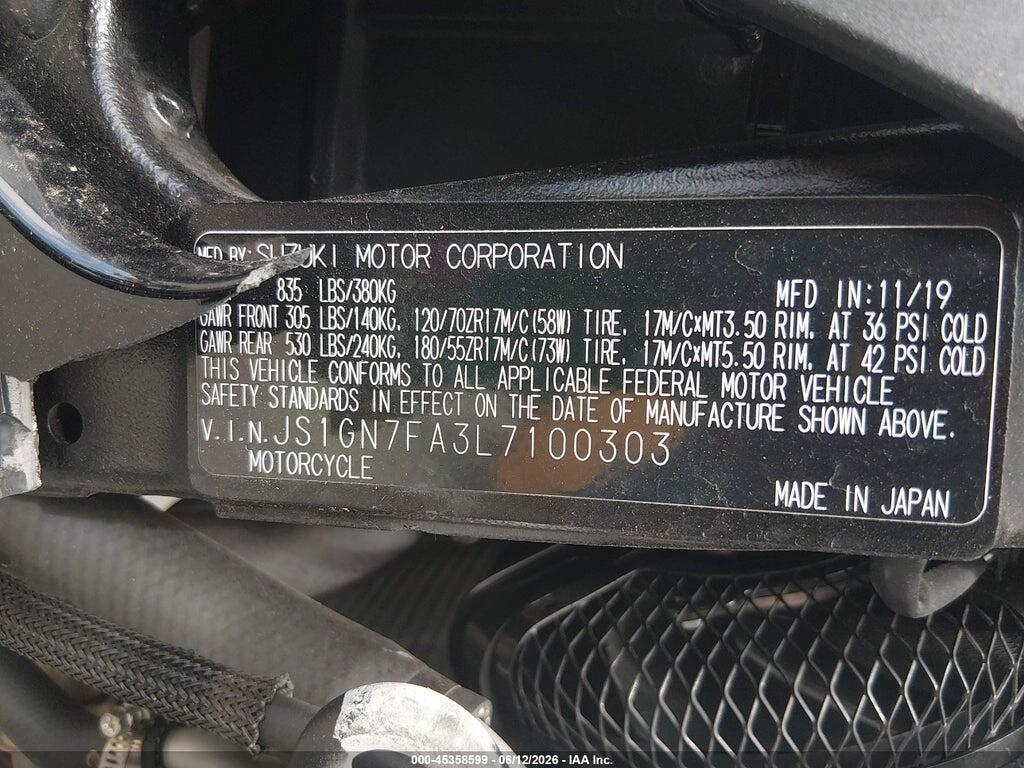 JS1GN7FA3L7100303 2020 SUZUKI GSX-R600 photo no. 10