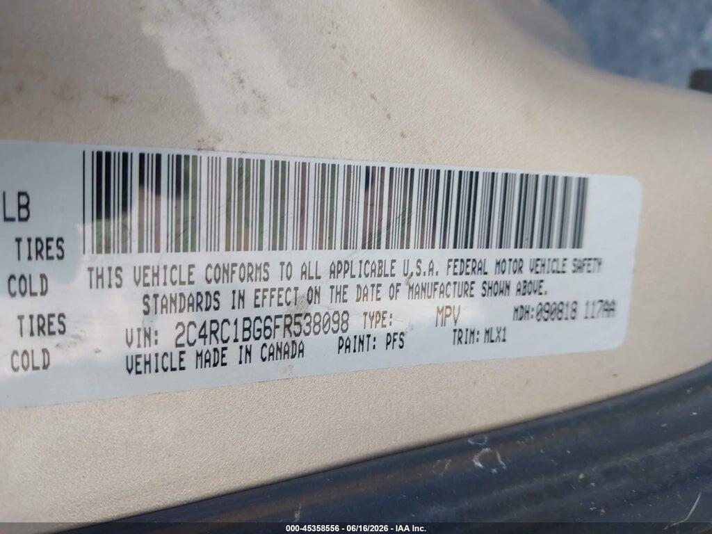 2C4RC1BG6FR538098 2015 CHRYSLER TOWN & COUNTRY photo no. 9