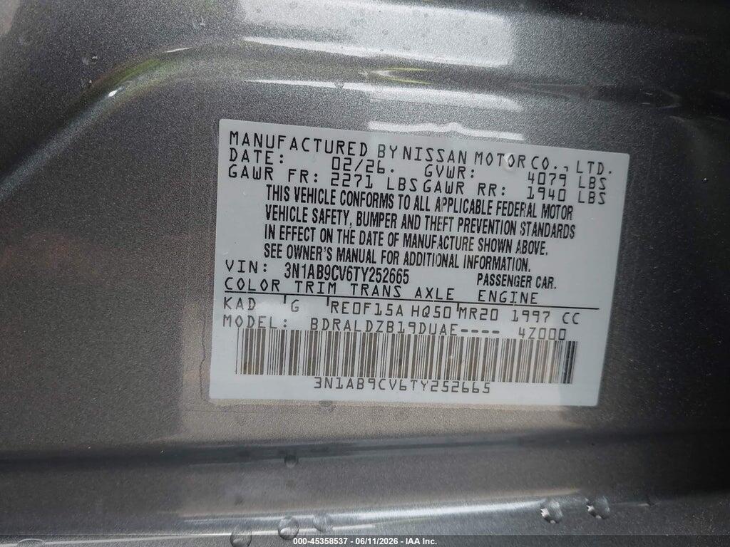3N1AB9CV6TY252665 2026 NISSAN SENTRA photo no. 9