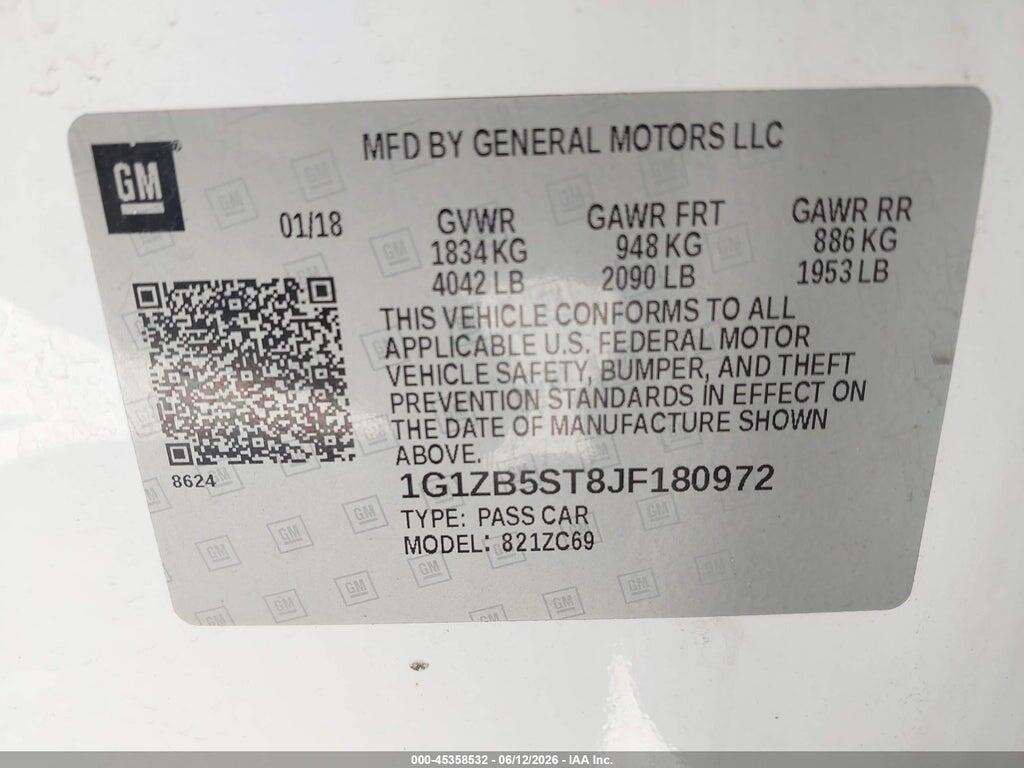 1G1ZB5ST8JF180972 2018 CHEVROLET MALIBU photo no. 9