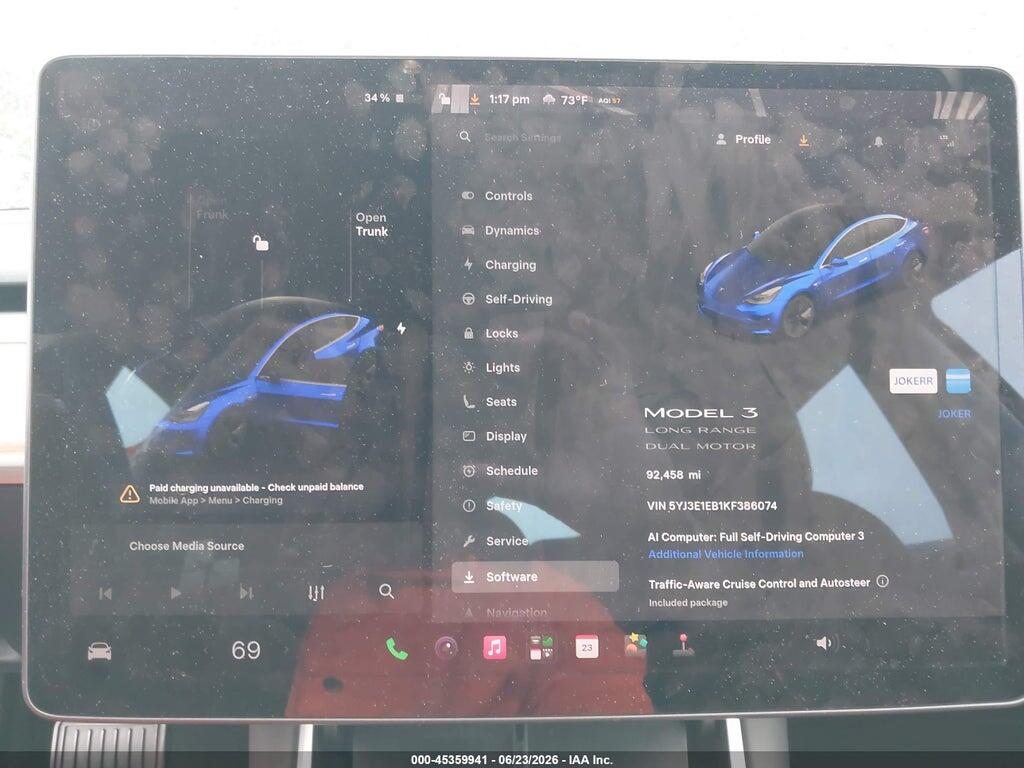 5YJ3E1EB1KF386074 2019 TESLA MODEL 3 photo no. 7