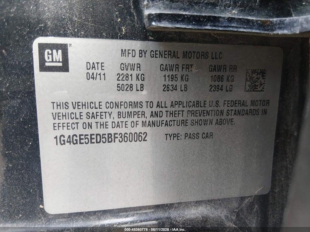 1G4GE5ED5BF360062 2011 BUICK LACROSSE photo no. 9