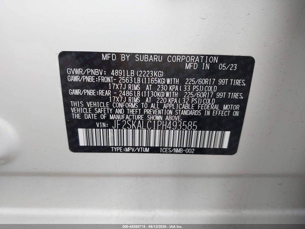 JF2SKALC1PH493585 2023 SUBARU FORESTER photo no. 9