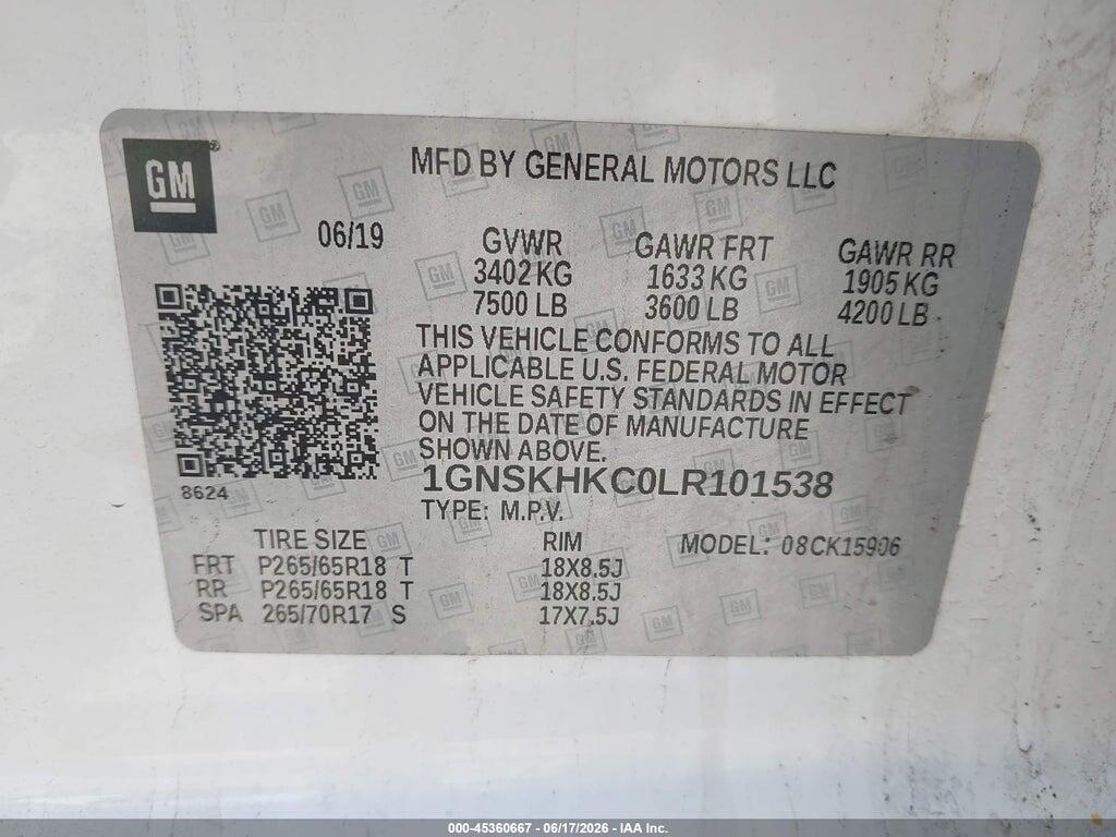 1GNSKHKC0LR101538 2020 CHEVROLET SUBURBAN photo no. 9