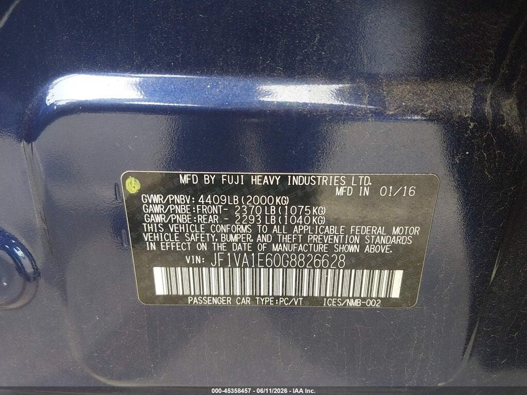 JF1VA1E60G8826628 2016 SUBARU WRX photo no. 9