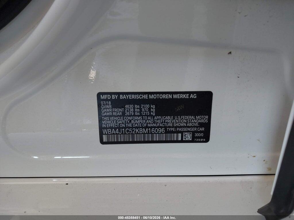 WBA4J1C52KBM16096 2019 BMW 430I GRAN COUPE photo no. 9