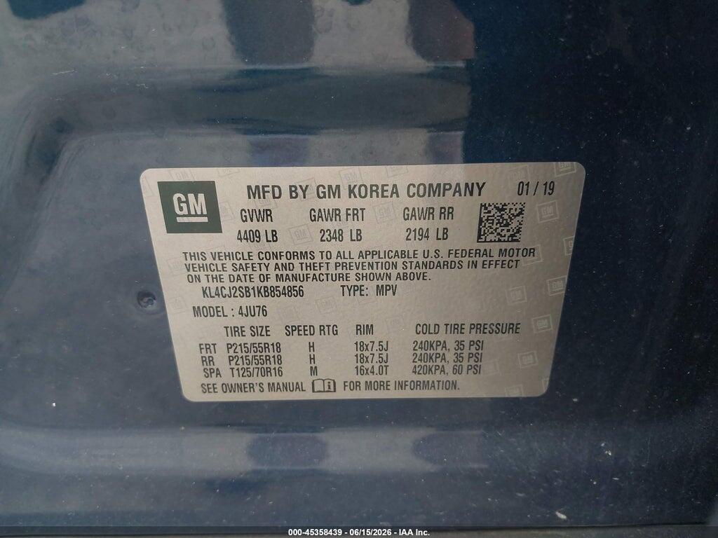 KL4CJ2SB1KB854856 2019 BUICK ENCORE photo no. 9