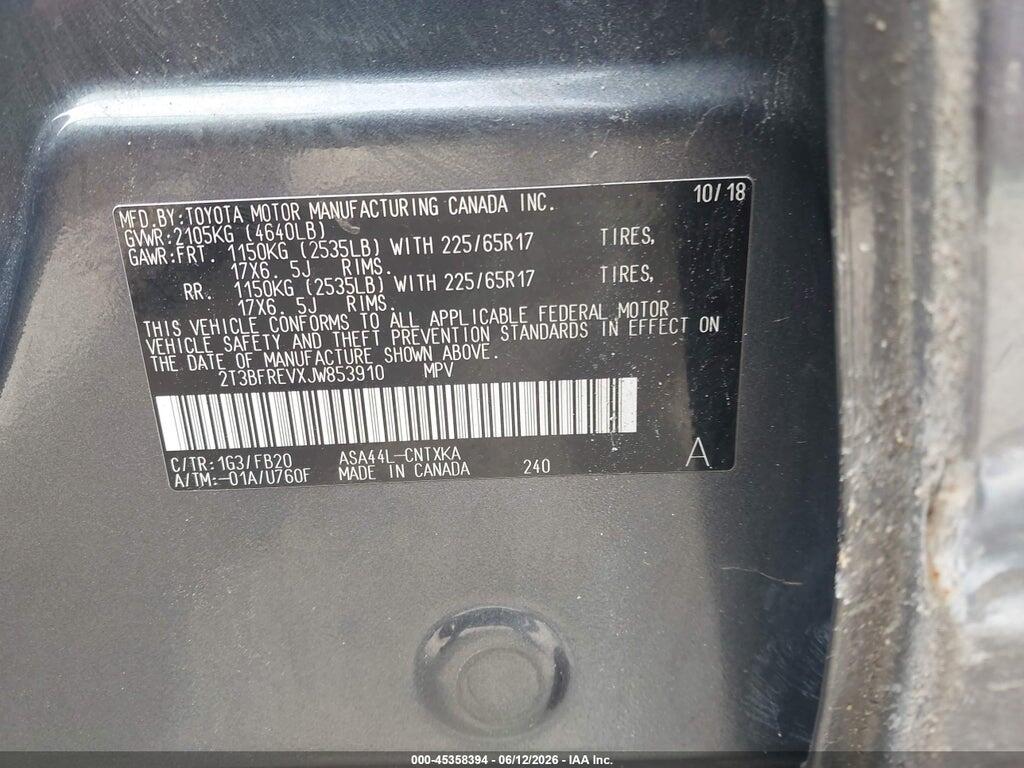 2T3BFREVXJW853910 2018 TOYOTA RAV4 photo no. 9