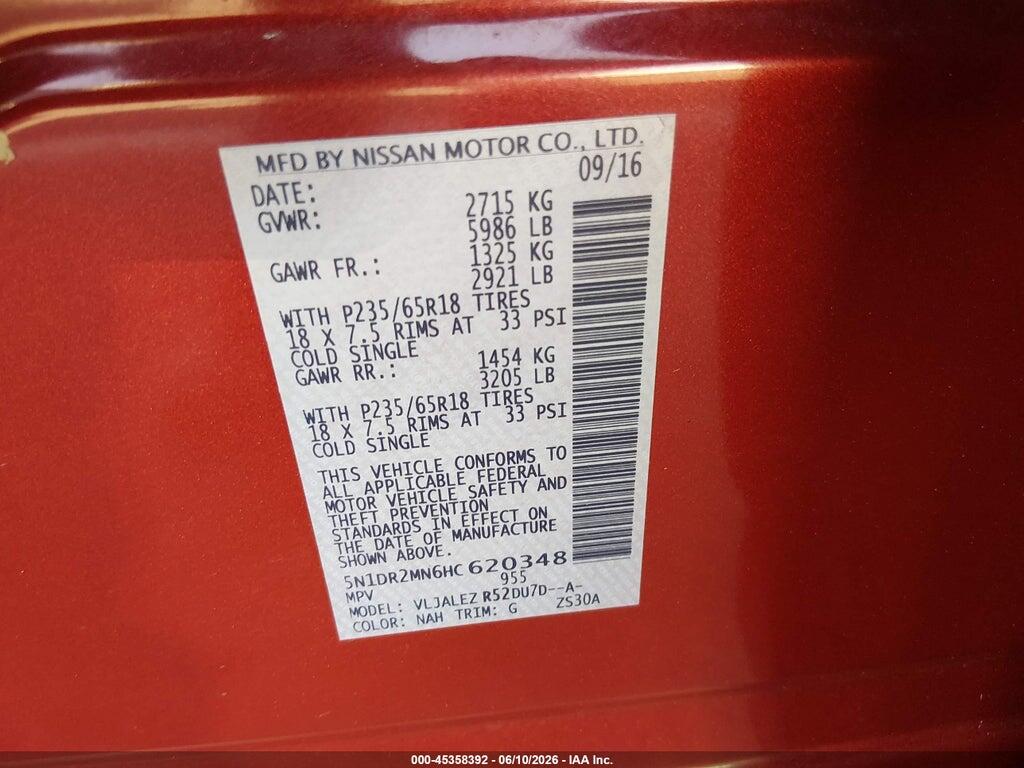 5N1DR2MN6HC620348 2017 NISSAN PATHFINDER photo no. 9