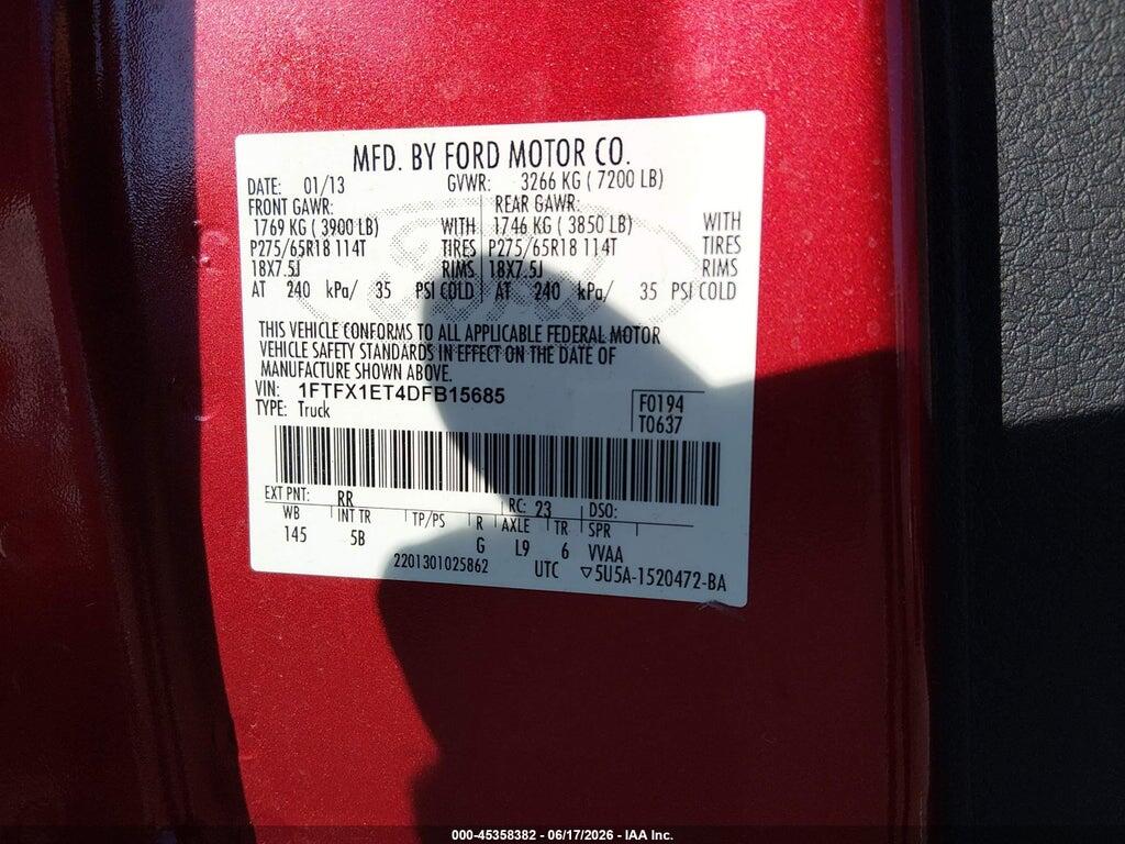 1FTFX1ET4DFB15685 2013 FORD F-150 photo no. 9