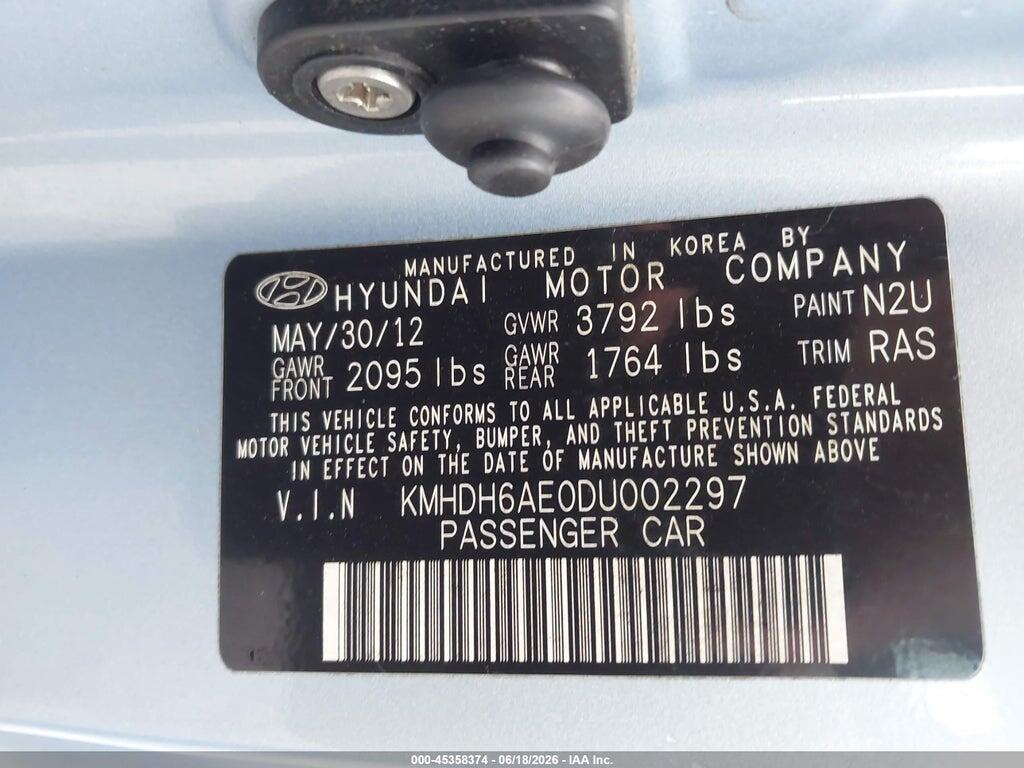 KMHDH6AE0DU002297 2013 HYUNDAI ELANTRA photo no. 9