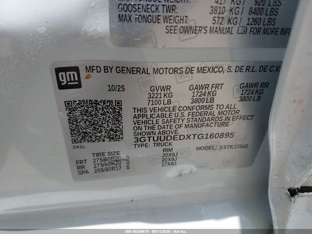 3GTUUDEDXTG160895 2026 GMC SIERRA 1500 photo no. 9