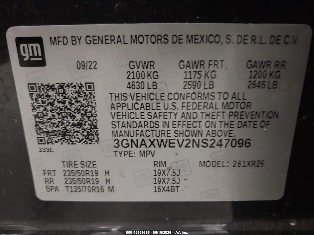 3GNAXWEV2NS247096 2022 CHEVROLET EQUINOX photo no. 9