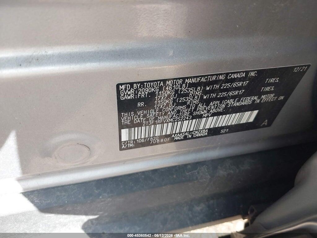 2T3F1RFVXMC252243 2021 TOYOTA RAV4 photo no. 9