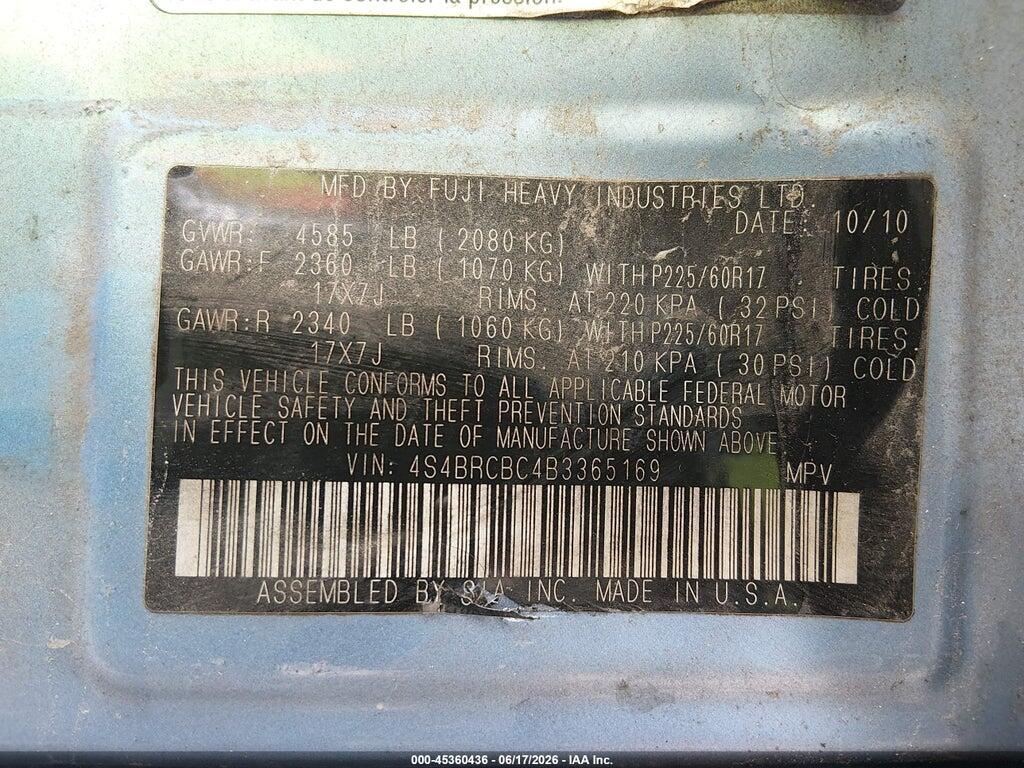 4S4BRCBC4B3365169 2011 SUBARU OUTBACK photo no. 9