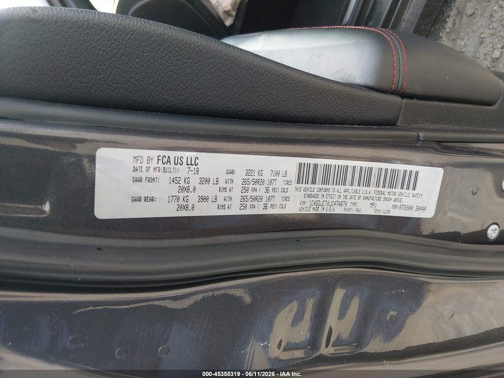 1C4SDJCT0JC474670 2018 DODGE DURANGO photo no. 9