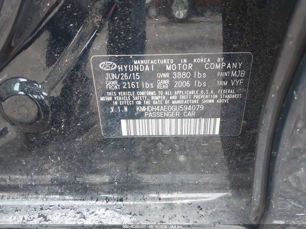 KMHDH4AE0GU594079 2016 HYUNDAI ELANTRA photo no. 9
