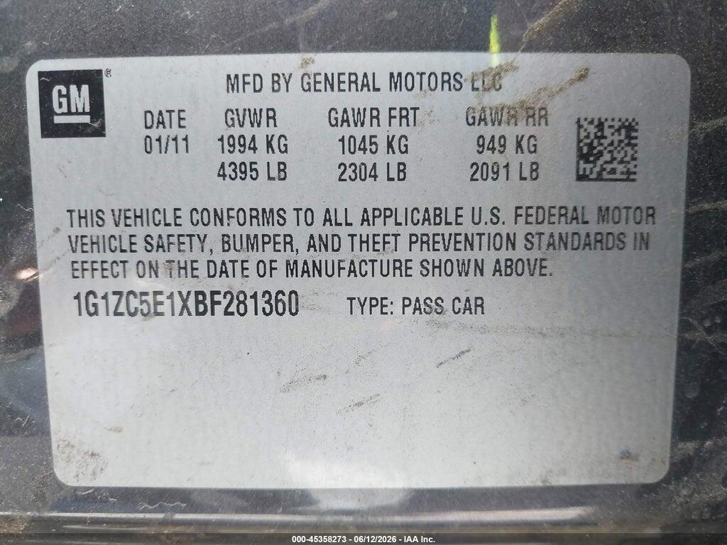 1G1ZC5E1XBF281360 2011 CHEVROLET MALIBU photo no. 9