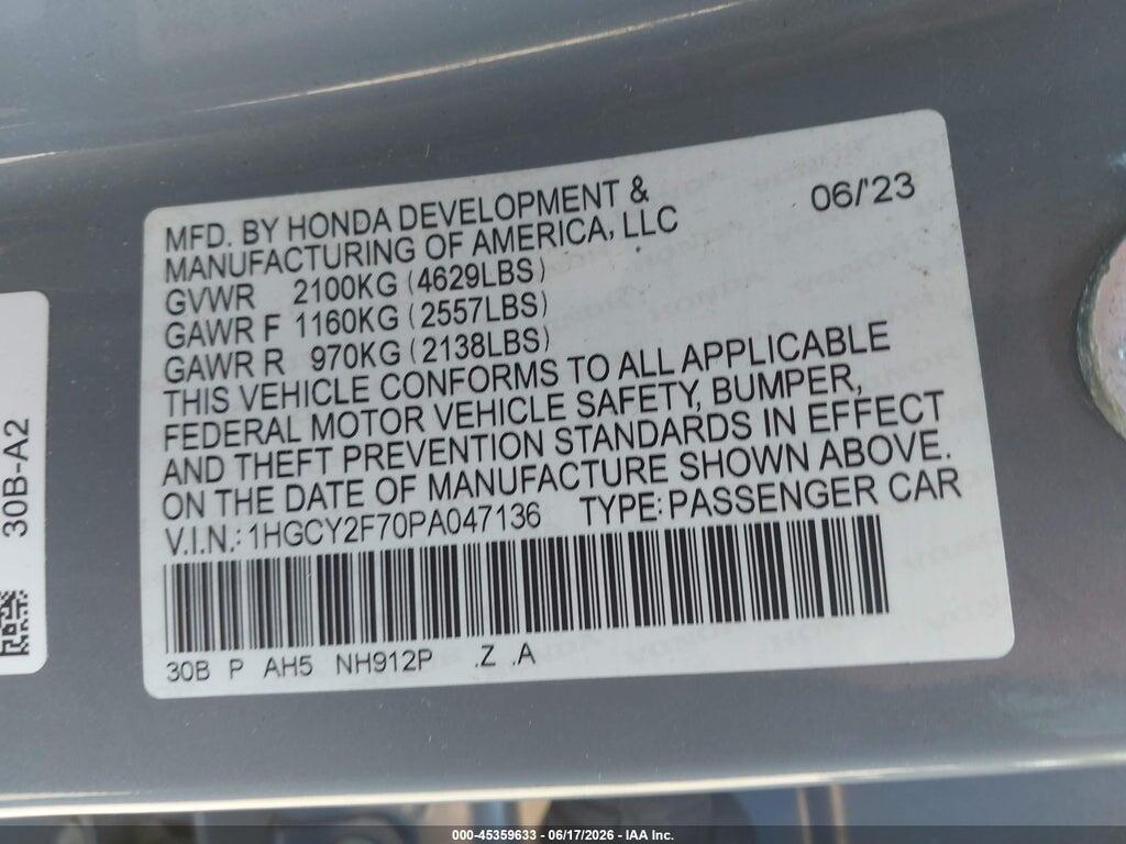 1HGCY2F70PA047136 2023 HONDA ACCORD HYBRID photo no. 9