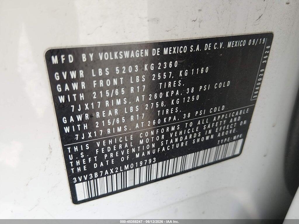 3VV3B7AX2LM019793 2020 VOLKSWAGEN TIGUAN photo no. 9