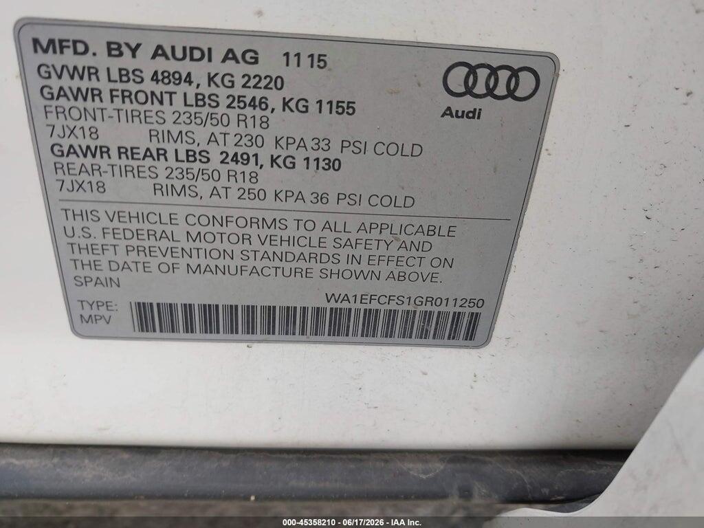 WA1EFCFS1GR011250 2016 AUDI Q3 photo no. 9