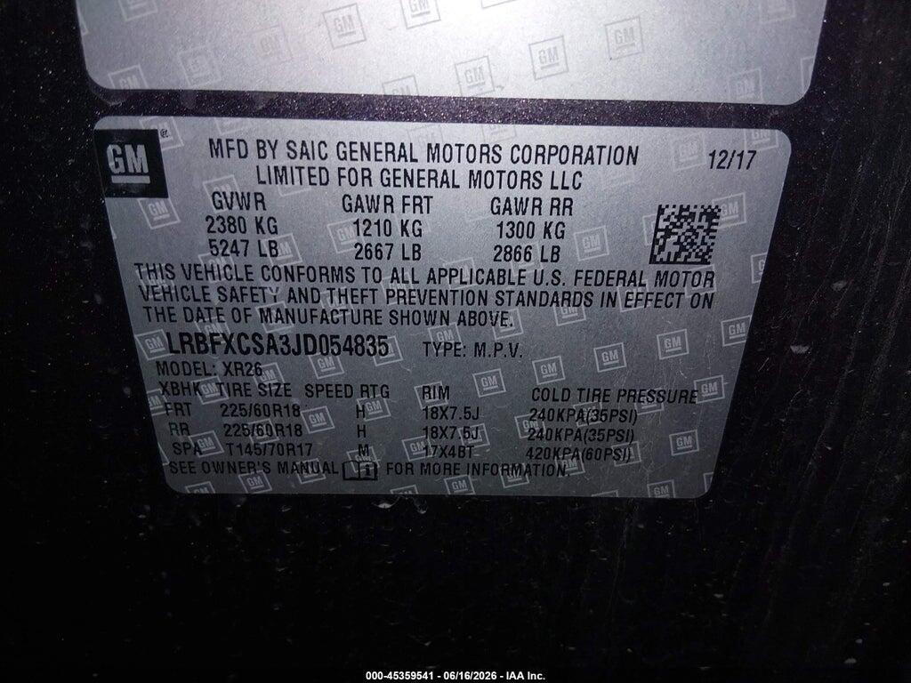 LRBFXCSA3JD054835 2018 BUICK ENVISION photo no. 9