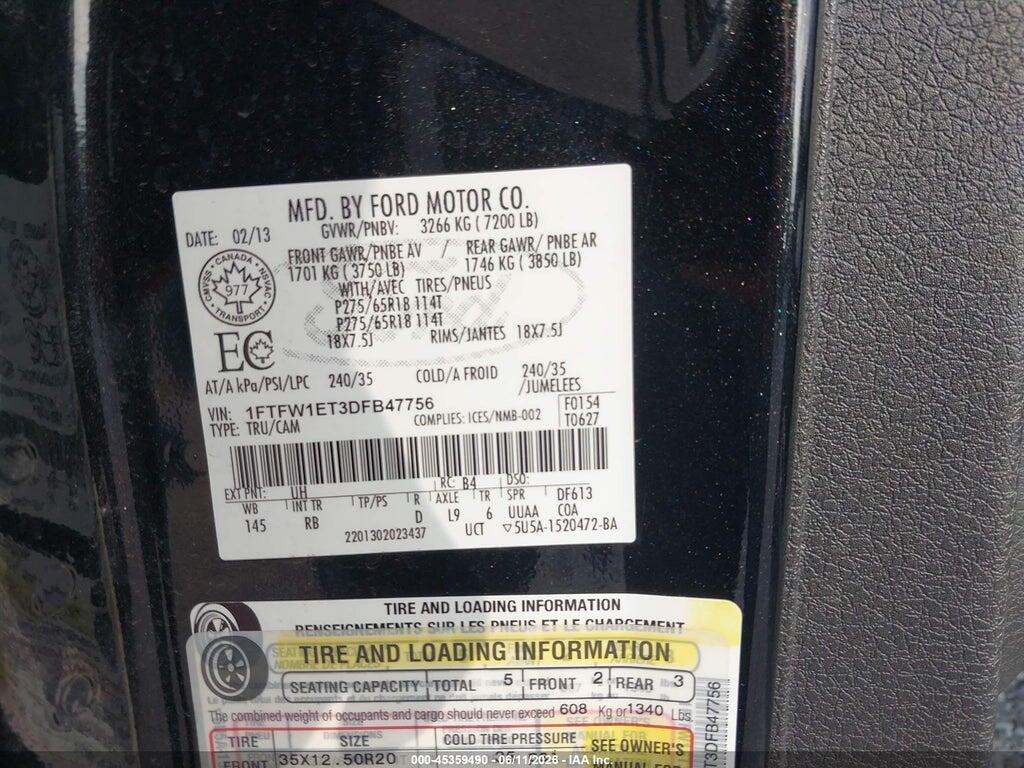 1FTFW1ET3DFB47756 2013 FORD F-150 photo no. 9