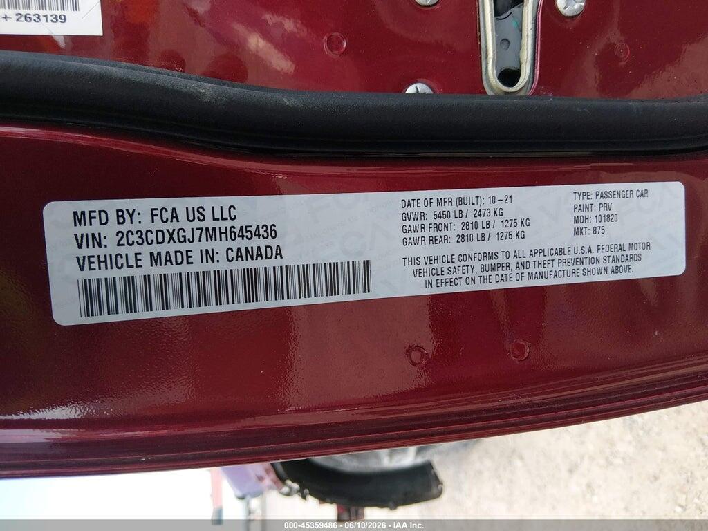 2C3CDXGJ7MH645436 2021 DODGE CHARGER photo no. 9