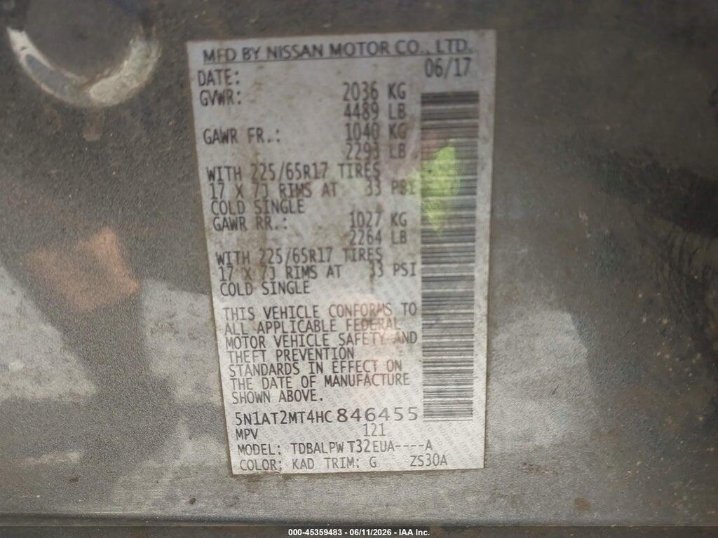 5N1AT2MT4HC846455 2017 NISSAN ROGUE photo no. 9