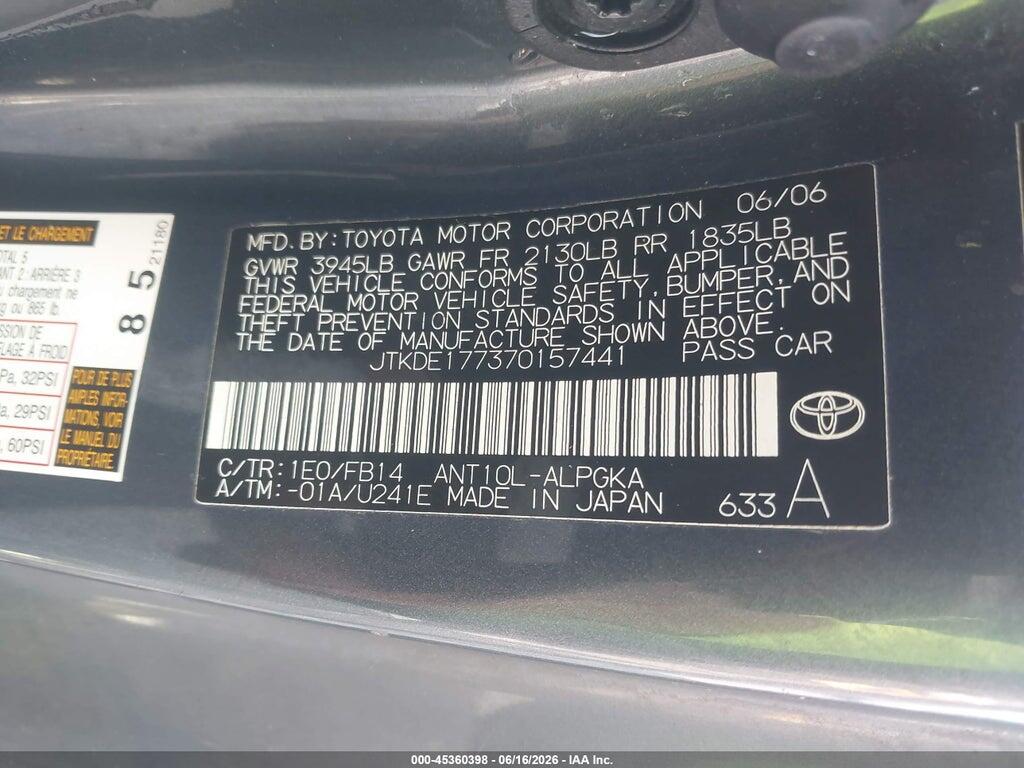 JTKDE177370157441 2007 SCION TC photo no. 9