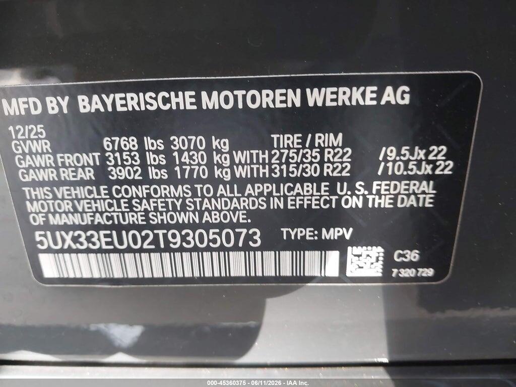 5UX33EU02T9305073 2026 BMW X5 photo no. 9